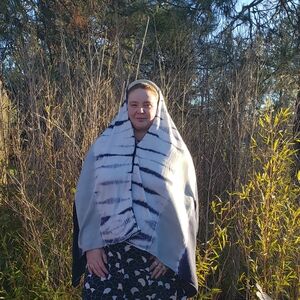 Lovestitch "Tie Dye" Hooded Poncho Top, One Size, Blue, Gray Boho Whimsigoth